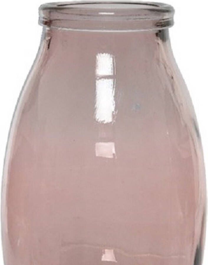 Decoris Roze vazen bloemenvaas van gerecycled glas 18 x 28 cm Glazen vazen voor bloemen en boeketten