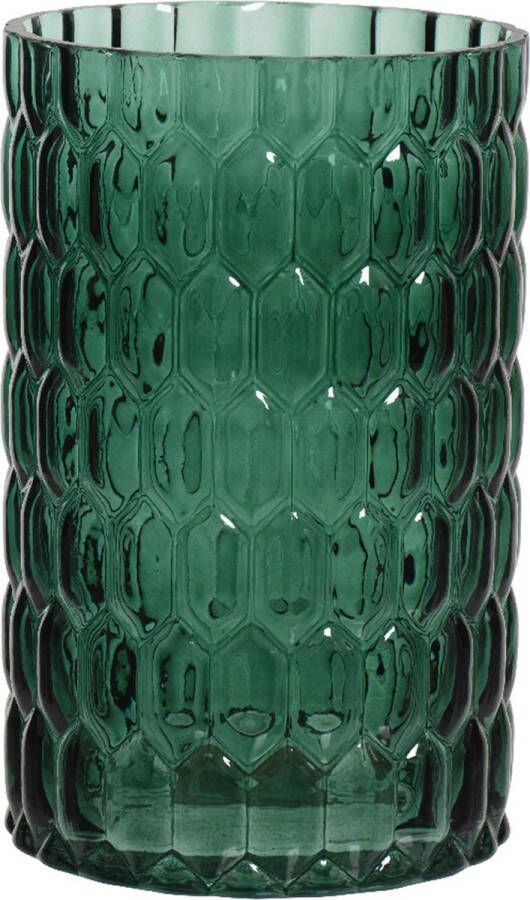 Decoris vaas bloemenvaas cilinder glas D13 x H20 cm emerald groen