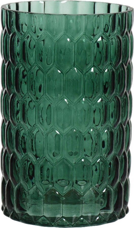 Decoris vaas bloemenvaas cilinder glas D13 x H30 cm emerald groen