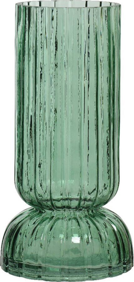 Decoris Vaas bloemenvaas glas D13 x H26 cm groen Vazen
