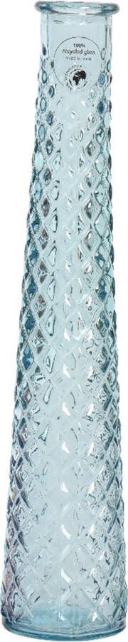 Decoris Vaas bloemenvaas van gerecycled glas D7 x H32 cm transparant blauw Vazen