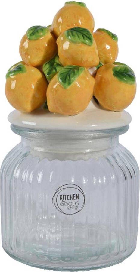Decoris Voorraadpot met Citroen deksel glas aardewerk dia 11x19cm