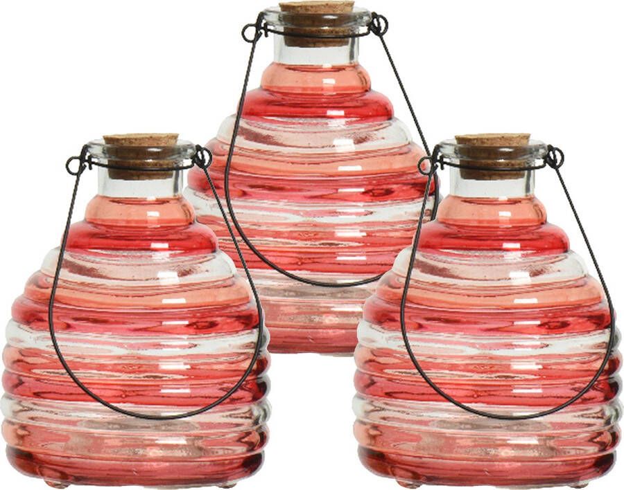 Decoris wespenvanger wespenval hengsel 3x glas rood D13 x H17 cm