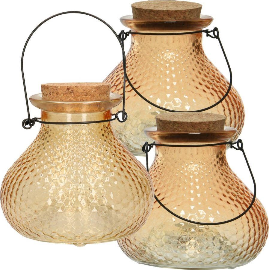Decoris wespenvanger wespenval met hengsel 3x glas perzik oranje D14 x H13 cm