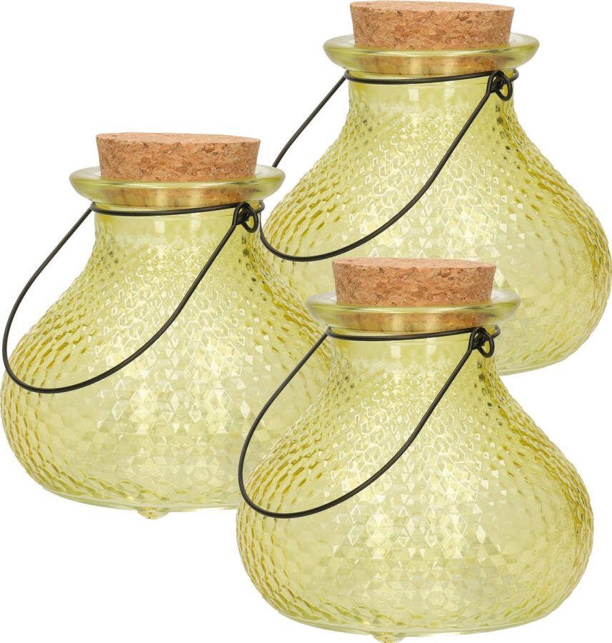Decoris wespenvanger wespenval met hengsel 3x glas saffraangeel D14 x H13 cm