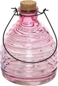 Decoris Wespenvanger wespenval roze 17 cm van glas Insectenvangers insectenvallen Insectenbestrijding