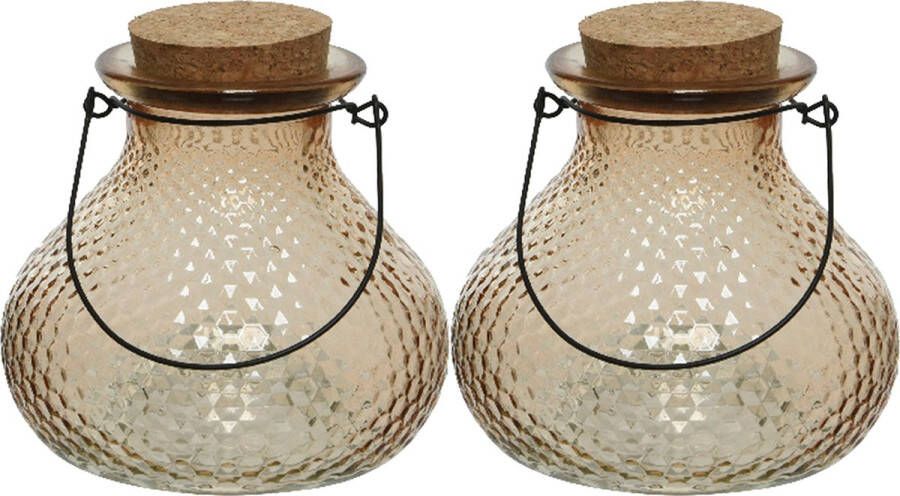 Decoris 2x wespenvanger wespenval met hengsel glas lichtbruin D14 x H13 cm Ongediertevallen Ongediertebestrijding