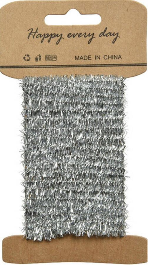 Decoris Zilver lametta lint ijzerdraad op rol 200 cm Hobby ijzerdraad zilver