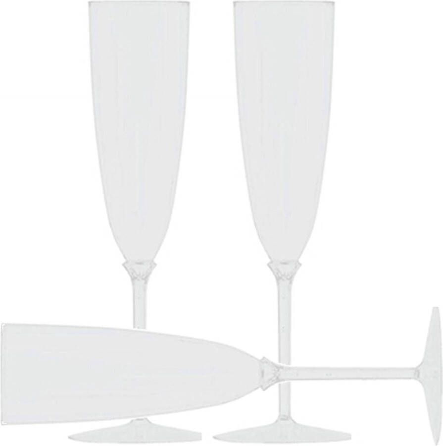 Decorline 48 x Meervoudig gebruik kunststof champagneglazen van Wit steelglazen Plastic Champagne Fluit voor Bruiloften Feesten & Party 170ml Set van 48 Wit