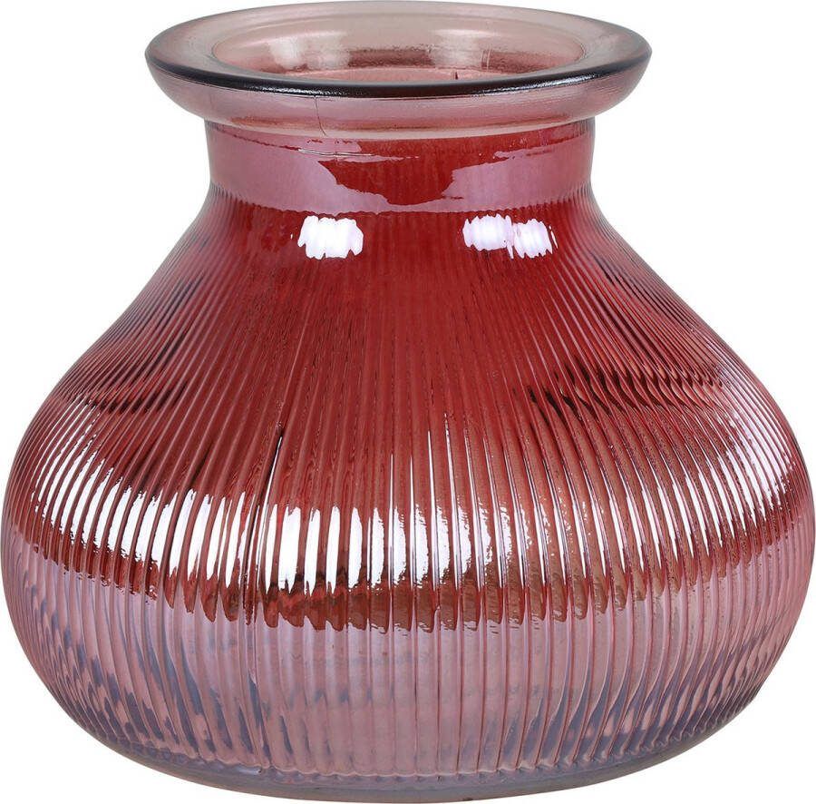 Decostar Bloemenvaas donkerroze transparant glas H12 x D15 cm Vazen