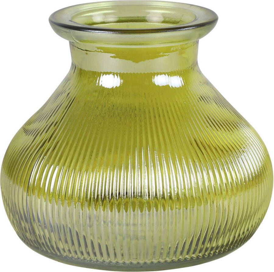 Decostar Bloemenvaas geel transparant glas H12 x D15 cm vaas