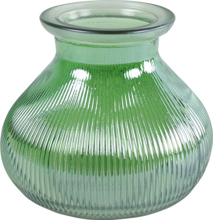 Decostar Bloemenvaas groen transparant glas H12 x D15 cm vaas