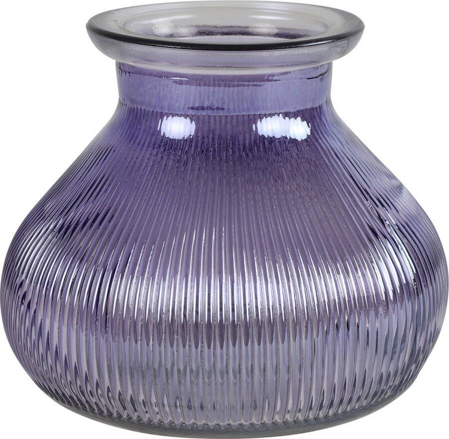 Decostar Bloemenvaas paars transparant glas H12 x D15 cm Vazen