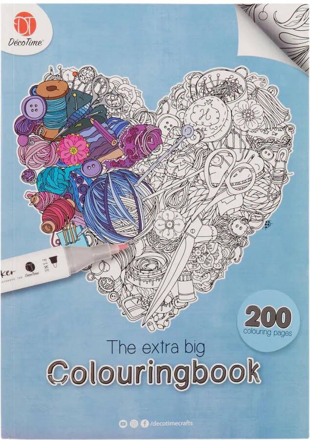 Decotime Extra big Colouringbook | 200x paginas | Bloemen Mandala | Kleurboek hard cover 200 designs