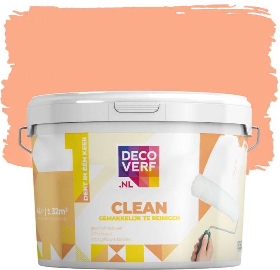 Decoverf.nl Decoverf Clean Muurverf Abrikoos 4l