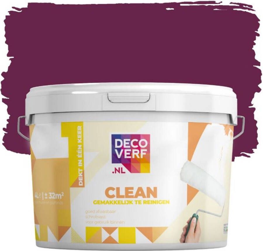 Decoverf.nl Decoverf Clean Muurverf Aubergine 4l