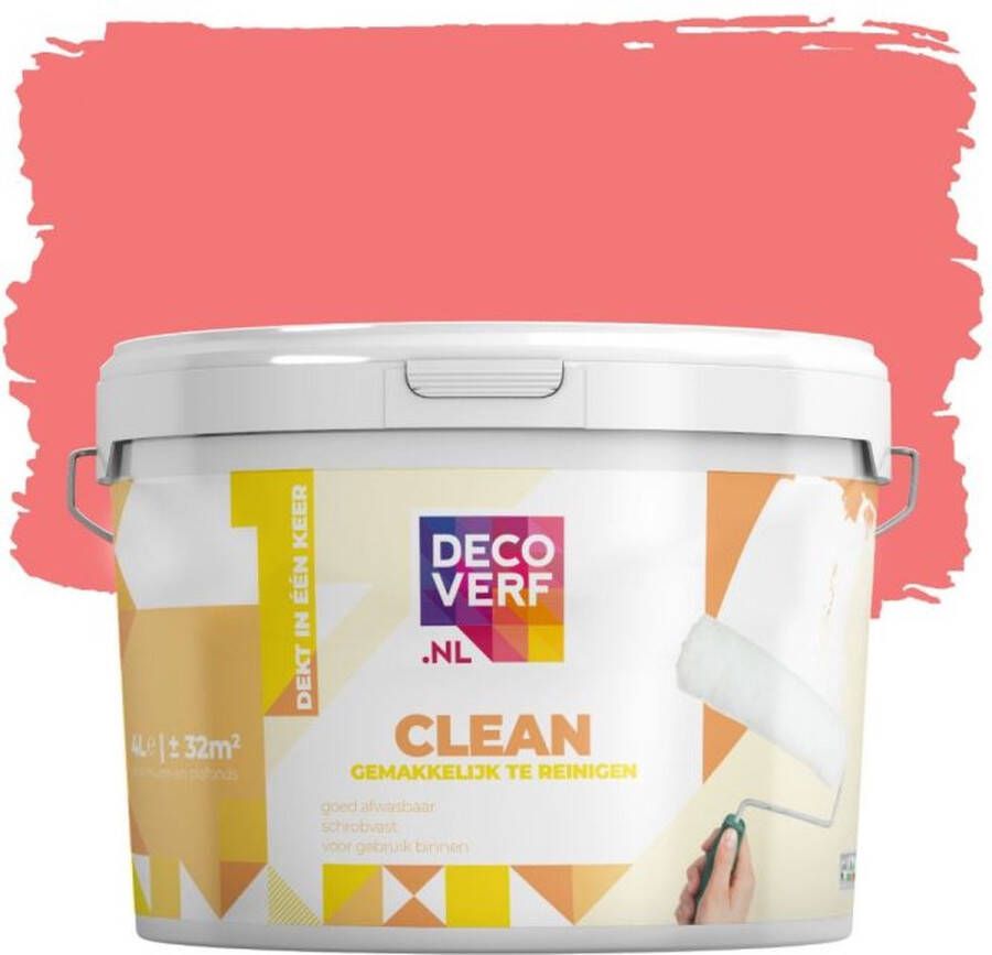 Decoverf.nl Decoverf Clean Muurverf Flamingo Roze 4l