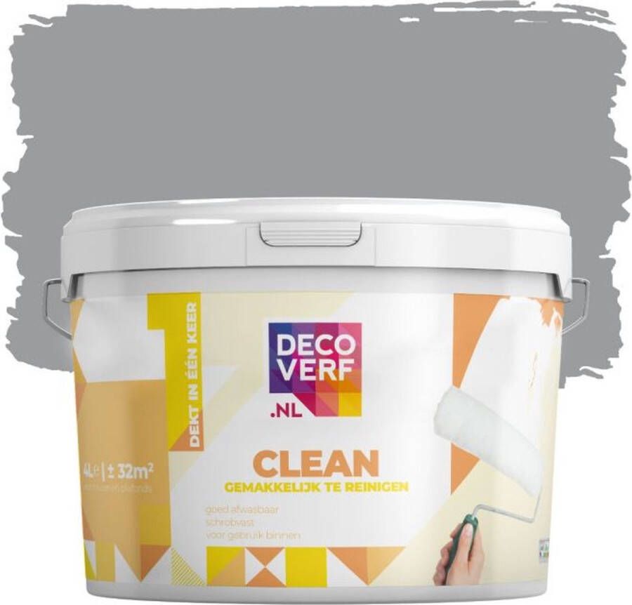 Decoverf.nl Decoverf Clean Muurverf Grafiet 4l