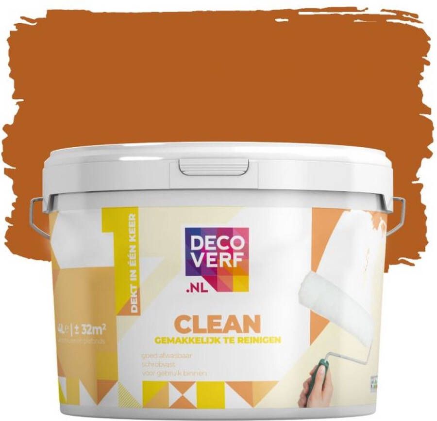 Decoverf.nl Decoverf Clean Muurverf Hazelnootbruin 4l