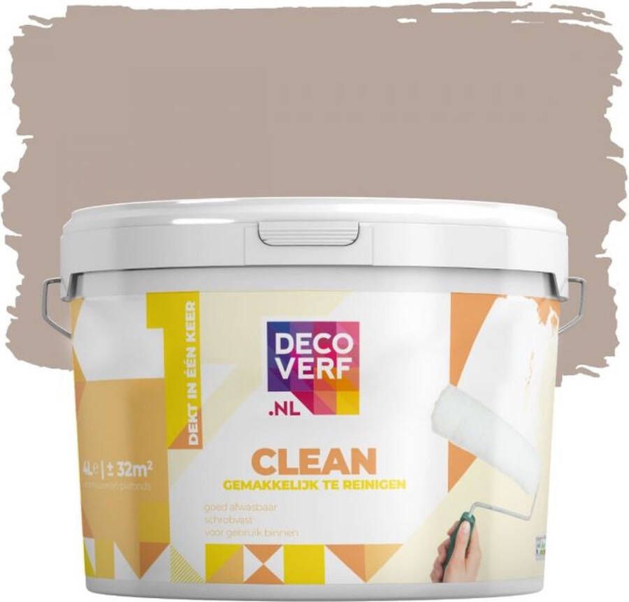 Decoverf.nl Decoverf Clean Muurverf Kaki Bruin 4l