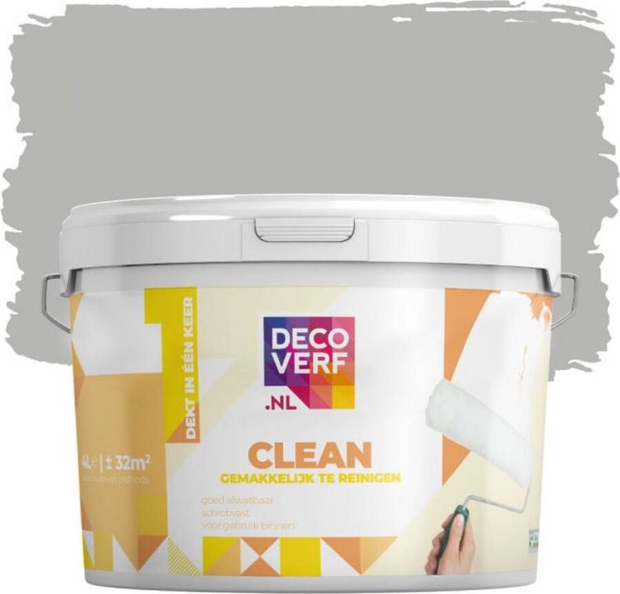 Decoverf.nl Decoverf Clean Muurverf Kiezelgrijs 4l
