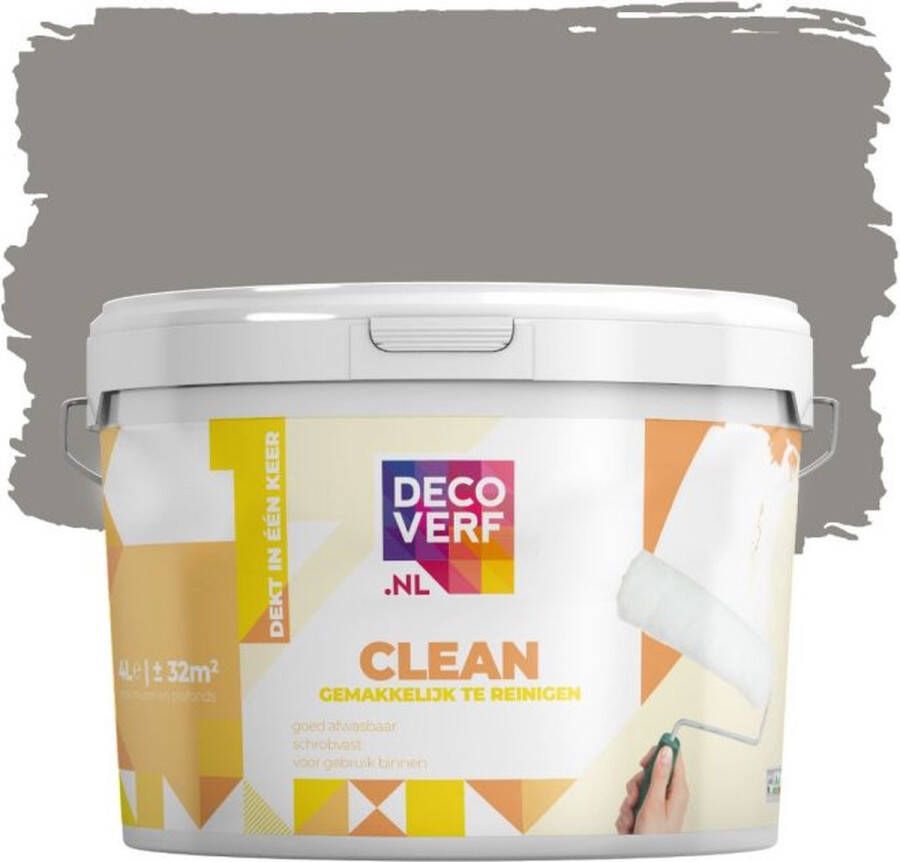 Decoverf.nl Decoverf Clean Muurverf Zacht Grijs 4l
