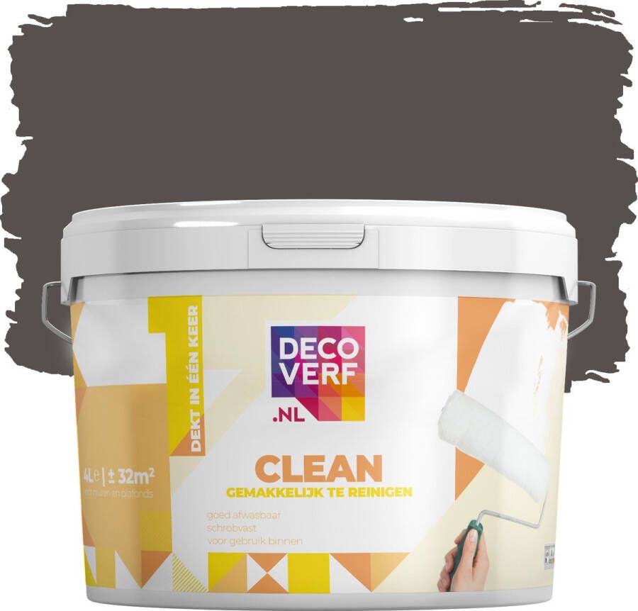 Decoverf.nl Decoverf Clean Muurverf Koolgrijs 4l