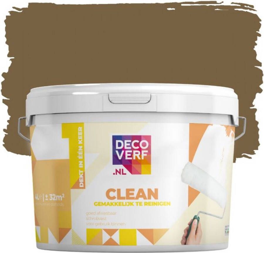 Decoverf.nl Decoverf clean muurverf leverbruin 4L
