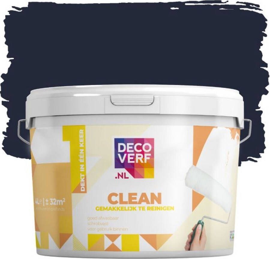 Decoverf.nl Decoverf Clean Muurverf Nachtblauw 4l