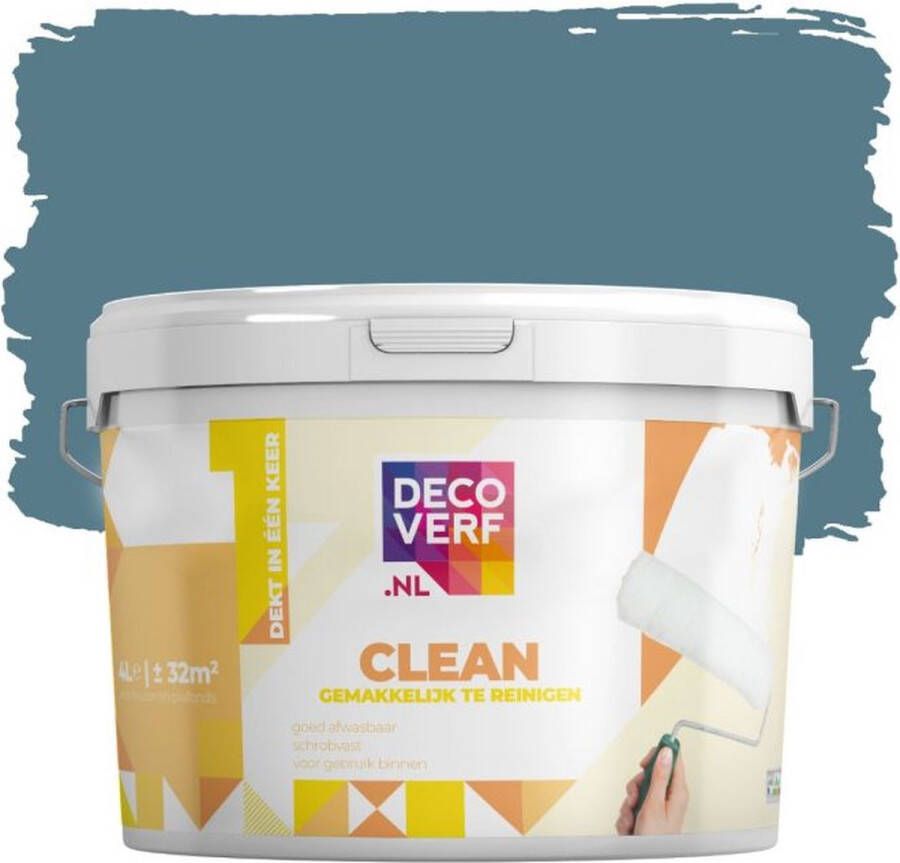 Decoverf.nl Decoverf Clean Muurverf Oceaanblauw 4l