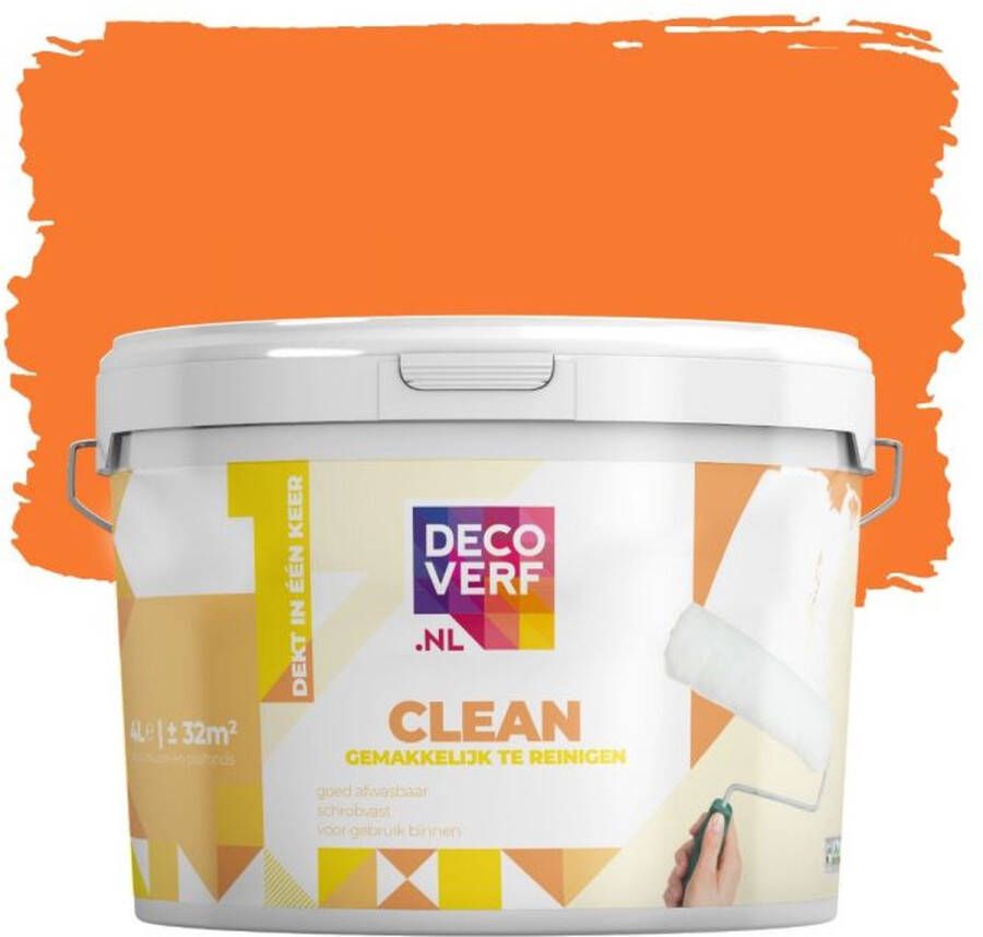 Decoverf.nl Decoverf Clean Muurverf Oranje 4l
