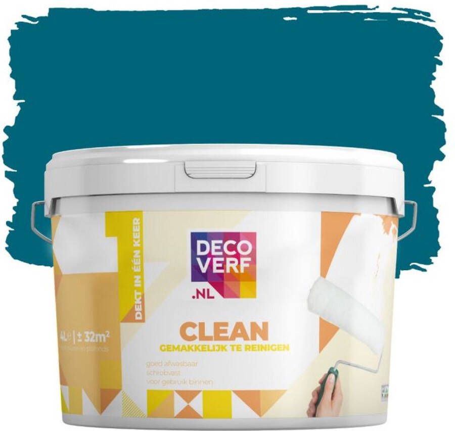 Decoverf.nl Decoverf Clean Muurverf Petrol Blauw 4l