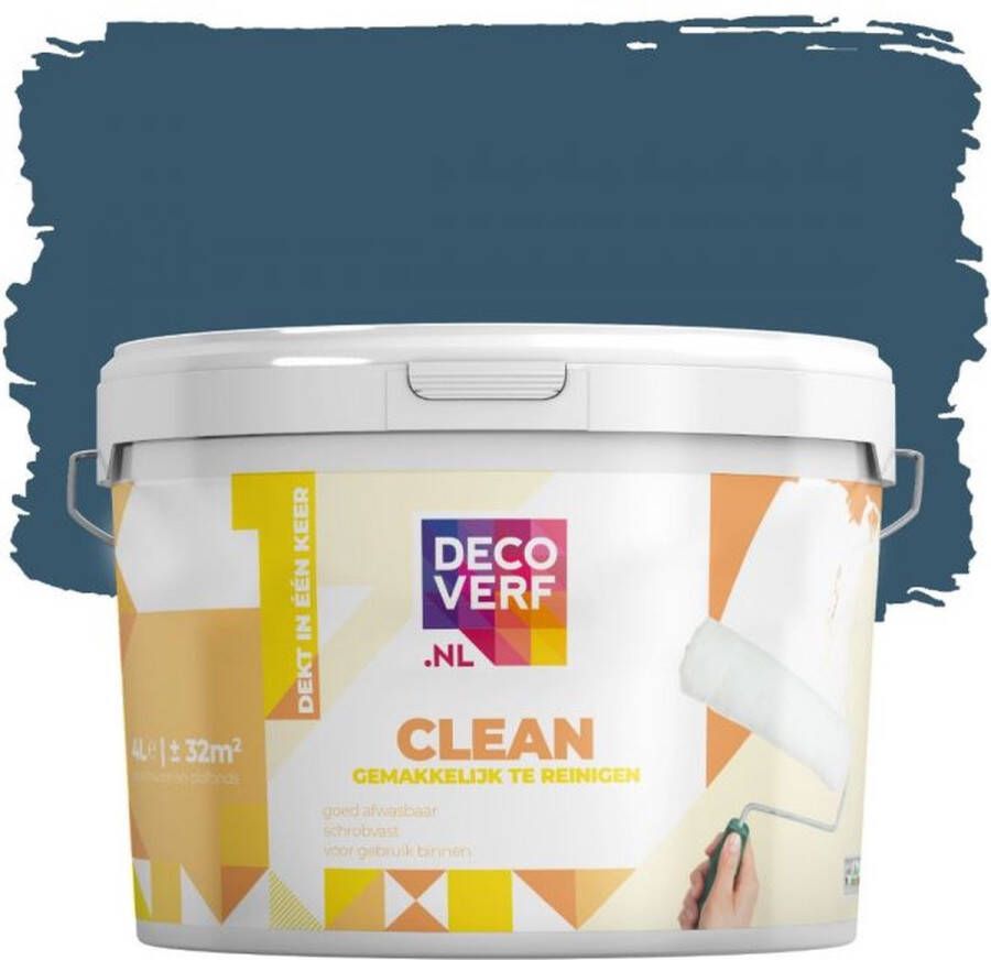 Decoverf.nl Decoverf Clean Muurverf Pruisisch Blauw 4l