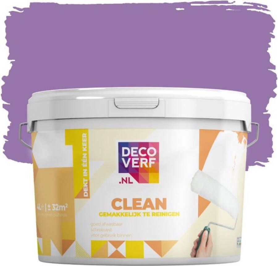 Decoverf.nl Decoverf Clean Muurverf Purper 4l