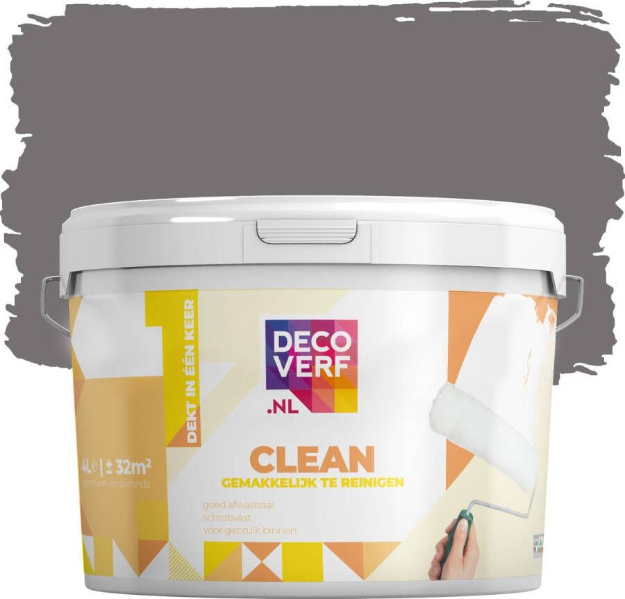 Decoverf.nl Decoverf Clean Muurverf Rustiek Grijs 4l