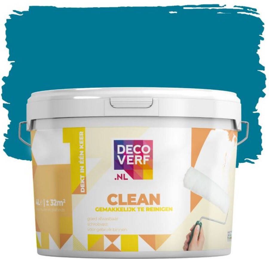 Decoverf.nl Decoverf Clean Muurverf Teal 4l