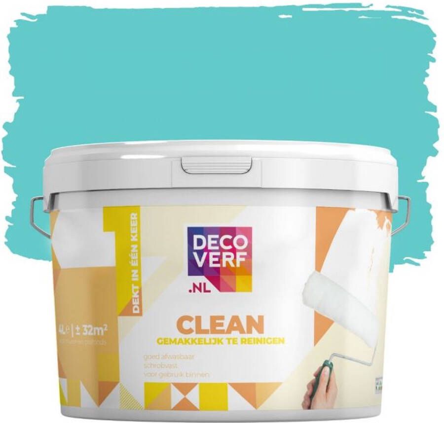 Decoverf.nl Decoverf Clean Muurverf Tropisch Blauw 4l