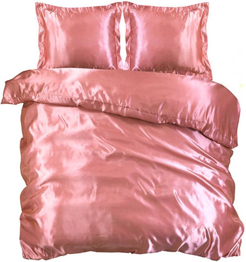 Decoware Glans satijn Dekbedovertrek Roze Lits-jumeaux 240x220cm 2st. 60x70cm Kussenslopen