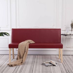 Decoways Bankje 139 5 cm kunstleer wijnrood