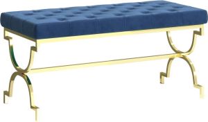 Decoways Bankje 99 cm fluweel en roestvrij staal blauw