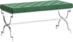 Decoways Bankje 99 cm fluweel en roestvrij staal donkergroen