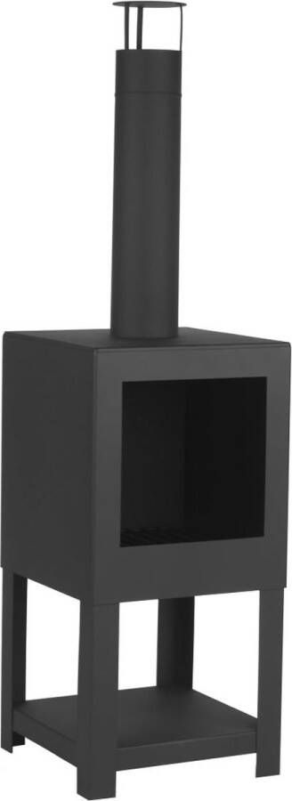Decoways Esschert Design Tuinhaard met houtopslag zwart FF410