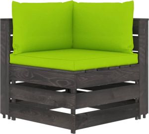 Decoways Hoekbank sectioneel met kussens grijs geïmpregneerd hout
