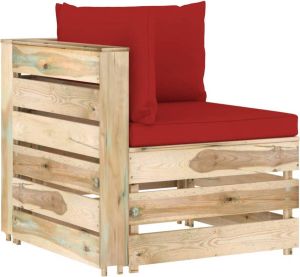 Decoways Hoekbank sectioneel met kussens groen geïmpregneerd hout