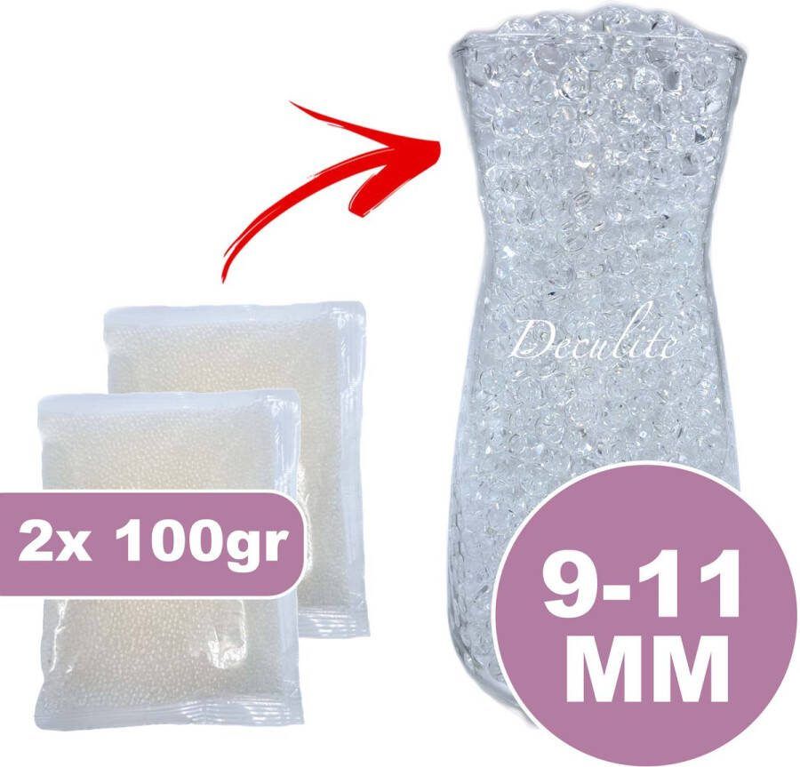 Deculite 200 gram transparante waterparels 9-11mm Geschikt voor 20 liter Ca. 40.000 waterballetjes Keuze uit 5 formaten Waterabsorberende Balletjes Gelballetjes Waterballetjes Vaas decoratie