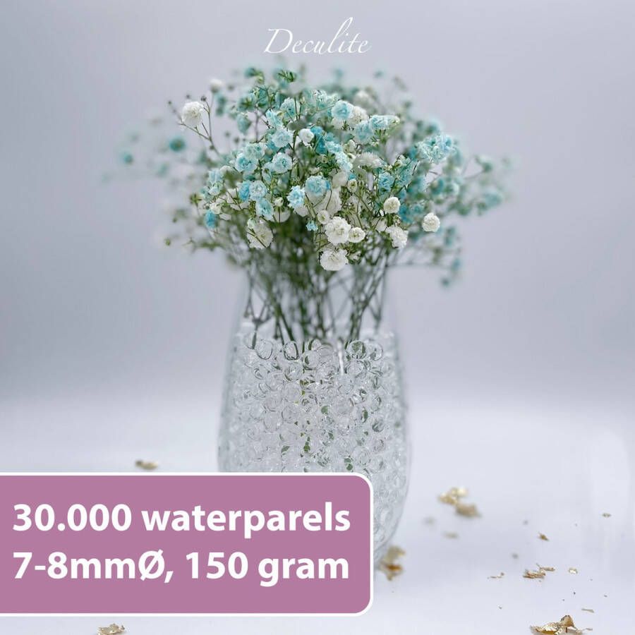 Deculite 200 gram transparante waterparels 9-11mm Geschikt voor 20 liter Ca. 40.000 waterballetjes Keuze uit 5 formaten Waterabsorberende Balletjes Gelballetjes Waterballetjes Vaas decoratie