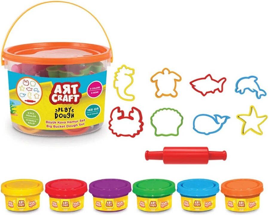 DEDE ART CRAFT- Emmer Klei Set Big bucket dough set Klei Vormpjes Klei Set Speelklei- 168gr