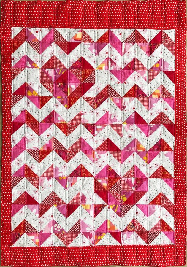 Dedicated creations Patchwork sprei lappen deken Harten meisjes kamer quilt van 140 x 200