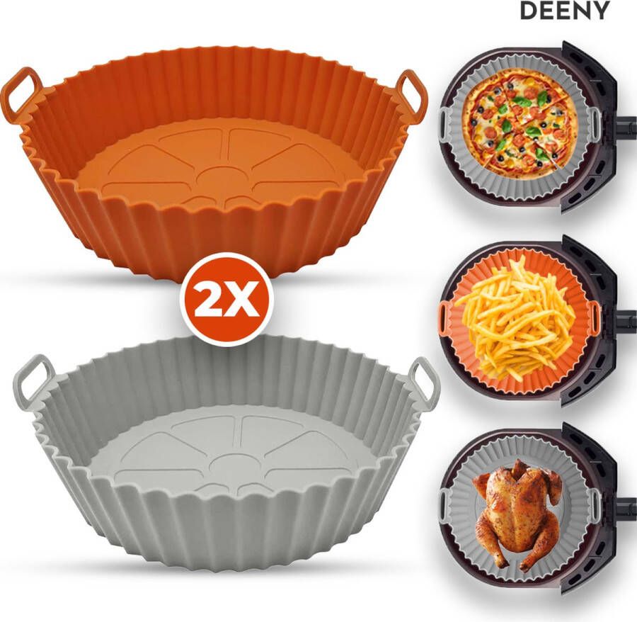 DEENY Siliconen Bakjes 2 Stuks Geschikt voor Airfryer XL XXL Bakpapier Alternatief Airfryer Bakjes Ovenbakje Siliconen Airfryerbakjes Airfryer bakjes ⌀ 20 Rond