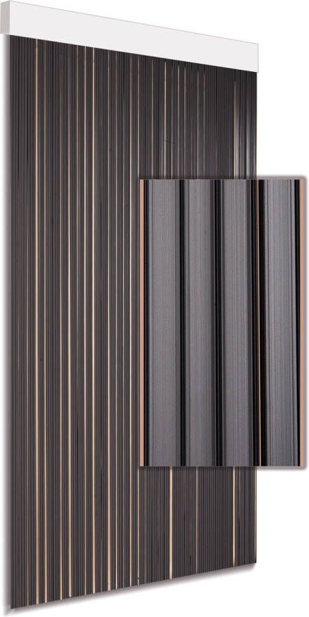 DEGOR Luxe vliegengordijn deurgordijn Lamellen Tira antraciet- zwart 90 x 215